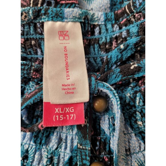 Womens Babydoll Top Teal Print Sleeveless Fun Cool Summer Size XL JH1042 - Picture 3 of 3